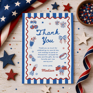 Carte De Remerciements Fête d'anniversaire patriotique du 14 juillet pour