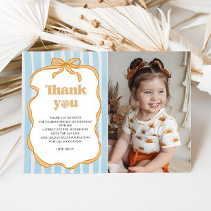 Carte De Remerciements Fête d'anniversaire Photo Sunshine Blue Gingham 