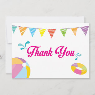 Carte De Remerciements Fête d'anniversaire piscine Fille éclaboussure