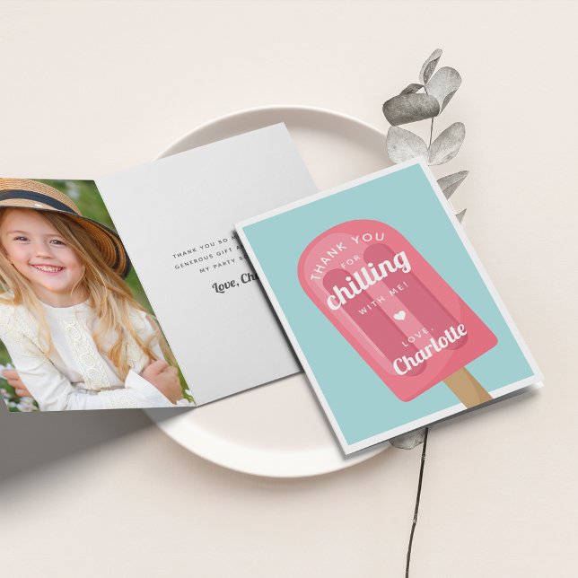 Carte De Remerciements Fête d'anniversaire pour enfants avec Popsicle d'é (Créateur téléchargé)