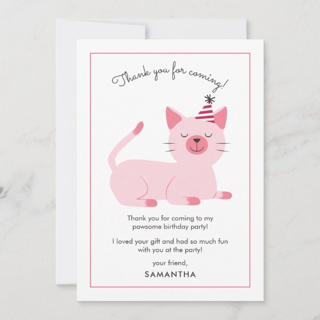 Carte De Remerciements Fête d'anniversaire pour enfants avec thème de cha (Devant)