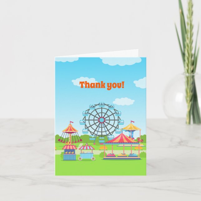 Carte De Remerciements Fête d'anniversaire pour enfants dans un parc d'at (Devant)