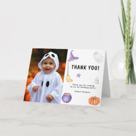 Carte De Remerciements Fête d'anniversaire pour enfants fantôme à l'aquar