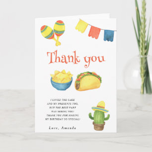 Carte De Remerciements Fête d'anniversaire première fiesta aquarelle merc