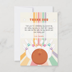 Carte De Remerciements Fête d'anniversaire rétro de bowling pour enfants