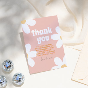 Carte De Remerciements Fête d'anniversaire Rétro Fille Daisy Groovy