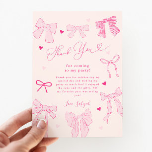 Carte De Remerciements Fête d'anniversaire Shabby Chic à ruban rose