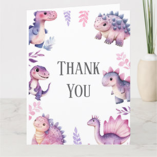 Carte De Remerciements Fête d'anniversaire sur le thème des dinosaures mi