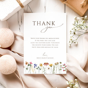 Carte De Remerciements Fête d'anniversaire verticale plate de fleurs sauv
