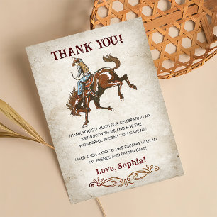 Carte De Remerciements Fête d'anniversaire Wild West Cowboy