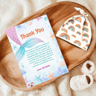 Carte De Remerciements Fête de baby shower sous la mer sirène