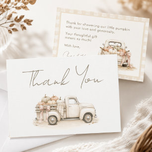 Carte De Remerciements Fête de Bébé Automne Camion Citrouille Neutre Past