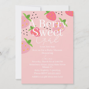 Carte De Remerciements Fête de Bébé Fille Doux Fraise Baie