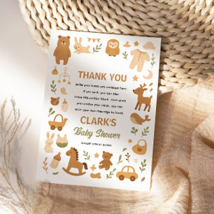 Carte De Remerciements Fête de bébé garçon neutre Mignon animal de safa