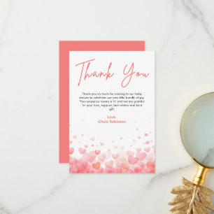 Carte De Remerciements Fête de bébé pour un petit amour rose et rouge