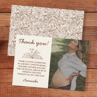 Carte De Remerciements Fête de bébé thème livre de contes Marron Notre Pr