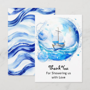 Carte De Remerciements Fête de bienvenue nautique : Baby shower garçon