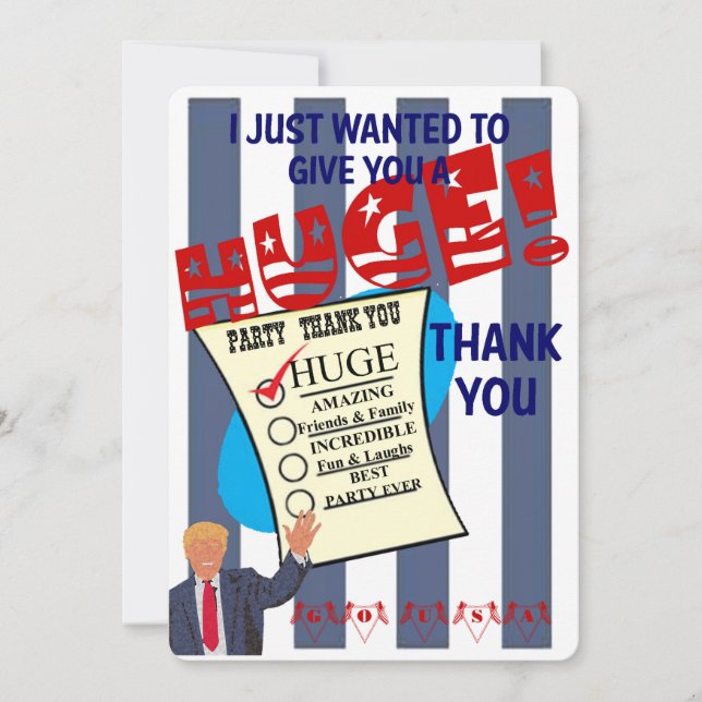 Carte De Remerciements Fête de célébration ÉNORME de Trump (Devant)