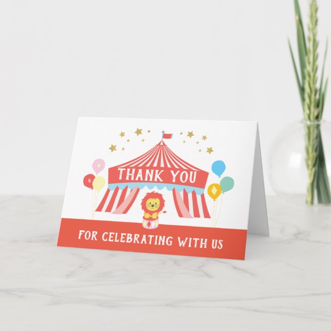 Carte De Remerciements Fête de cirque Merci, Carnaval (Devant)