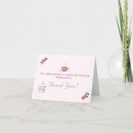 Carte De Remerciements Fête de fiançailles au jardin rose pour le thé