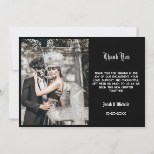 Carte De Remerciements Fête de fiançailles Black Dia De Los Muertos