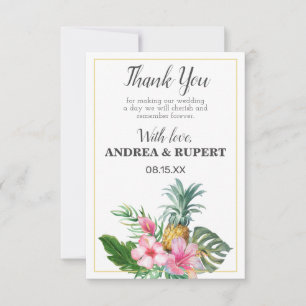 Carte De Remerciements Fête de fiançailles florale tropicale à l'ananas