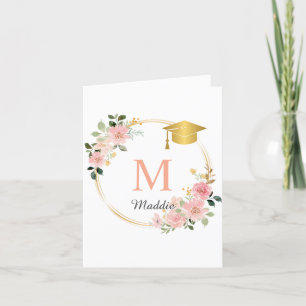 Carte De Remerciements Fête de graduation des filles roses personnalisées
