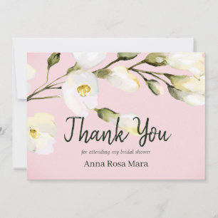 Carte De Remerciements Fête de la mariée rose de bourgeons de plage
