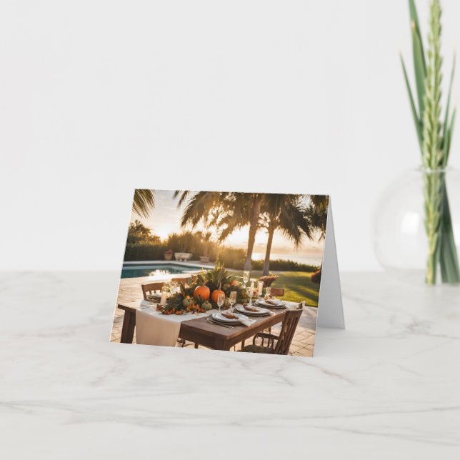 Carte De Remerciements Fête de l'Action de grâce dans un cadre tropical (Devant)