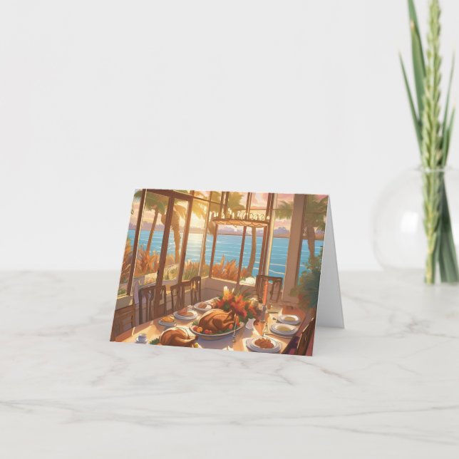 Carte De Remerciements Fête de l'Action de grâce dans un cadre tropical (Devant)