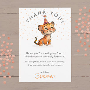Carte De Remerciements Fête de l'anniversaire du tigre orange doux