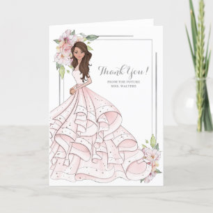 Carte De Remerciements Fête de l'mariée de la mariée Brunette Avenir Mme