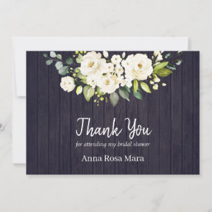 Carte De Remerciements *~* Fête de l'mariée de rose blanche en bois d'âge