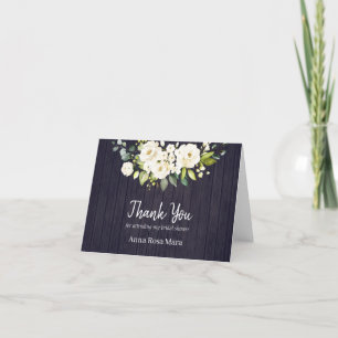 Carte De Remerciements *~* Fête de l'mariée de rose blanche en bois d'âge