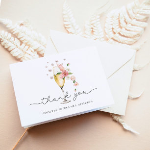 Carte De Remerciements Fête de mariage aux perles florales roses et prose