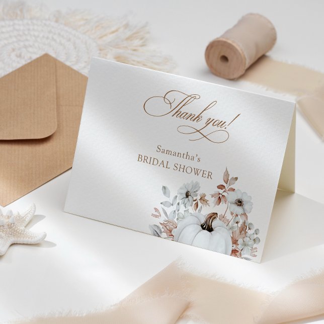 Carte De Remerciements Fête de mariage avec citrouille blanche d'automne (Créateur téléchargé)