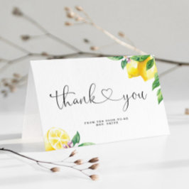 Carte De Remerciements Fête de mariage avec des citrons à l'aquarelle 