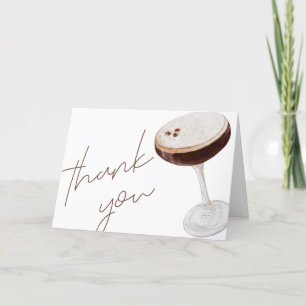 Carte De Remerciements Fête de Mariage avec un Martini Espresso Aquarelle