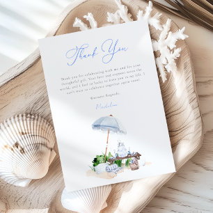 Carte De Remerciements Fête de mariage bleu élégant aquarelle pique-nique
