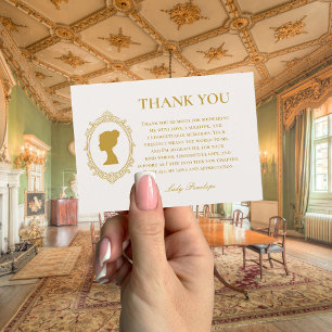 Carte De Remerciements Fête de mariage bleu et or de l'ère Régence