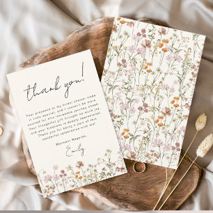 Carte De Remerciements Fête de mariage bohème aux fleurs sauvages Terraco