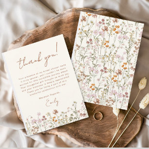 Carte De Remerciements Fête de mariage bohème aux fleurs sauvages Terraco