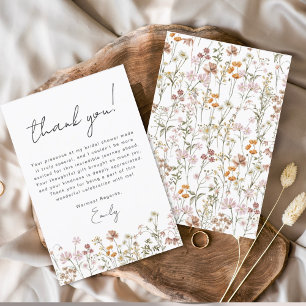 Carte De Remerciements Fête de mariage bohème aux fleurs sauvages Terraco