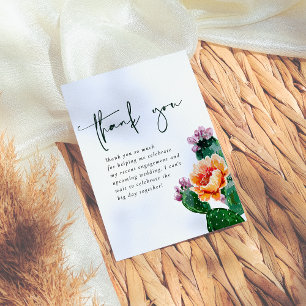 Carte De Remerciements Fête de Mariage Bohème Désert Cactus et Fleurs