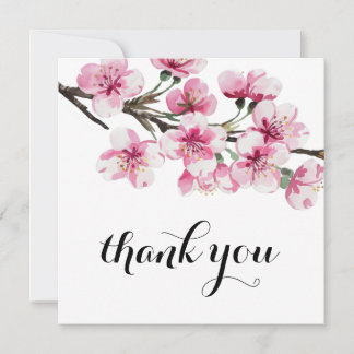 Carte De Remerciements Fête de mariage botanique à fleur de cerisier rose