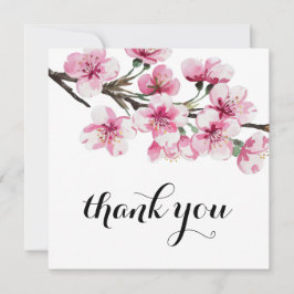 Carte De Remerciements Fête de mariage botanique à fleurs de cerisier ros