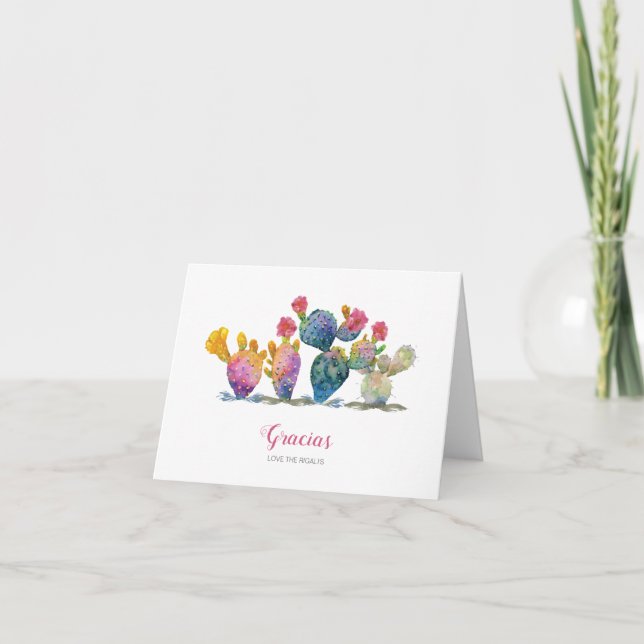 Carte De Remerciements Fête de mariage Cactus Aquarelle Fiesta (Devant)