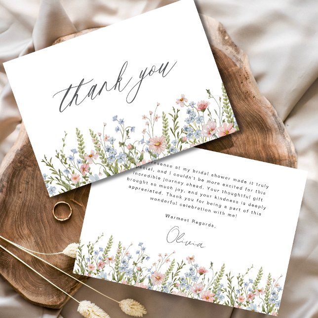 Carte De Remerciements Fête de mariage champêtre aux fleurs sauvages et c (Créateur téléchargé)