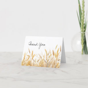 Carte De Remerciements Fête de mariage champêtre avec du blé de campagne 