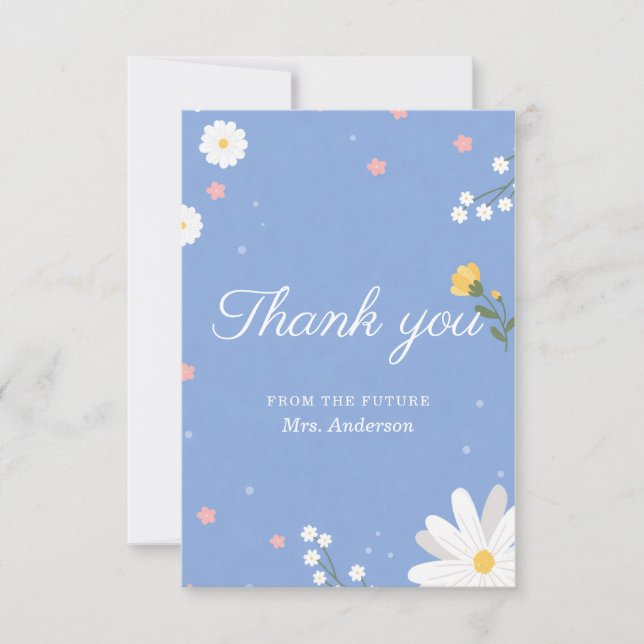 Carte De Remerciements Fête de mariage champêtre avec fleurs sauvages  (Devant)